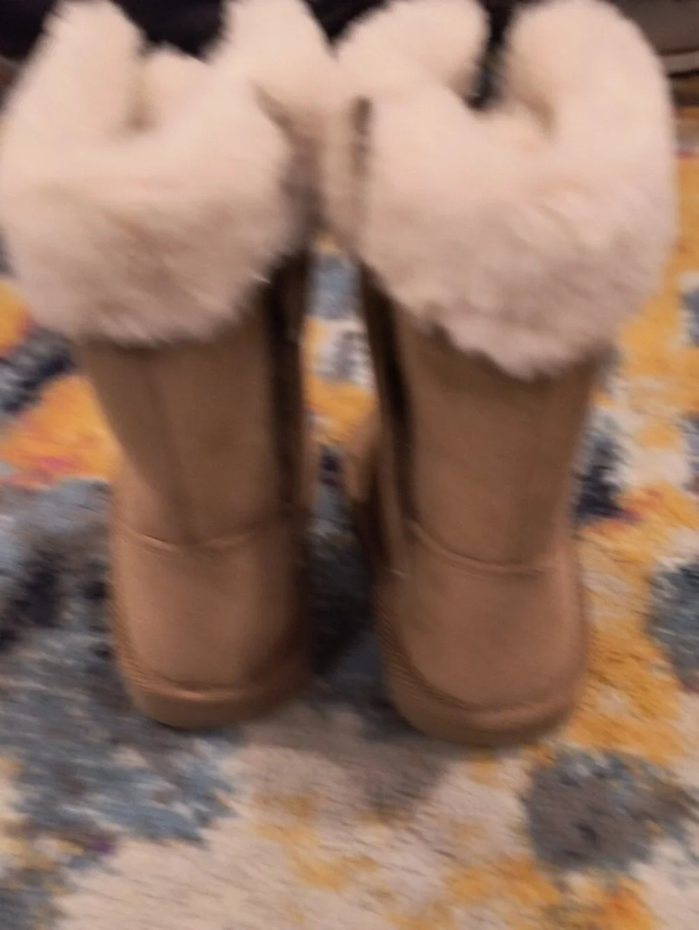 Old Navy Plush Faux Fur Bootie Slippers - Cream